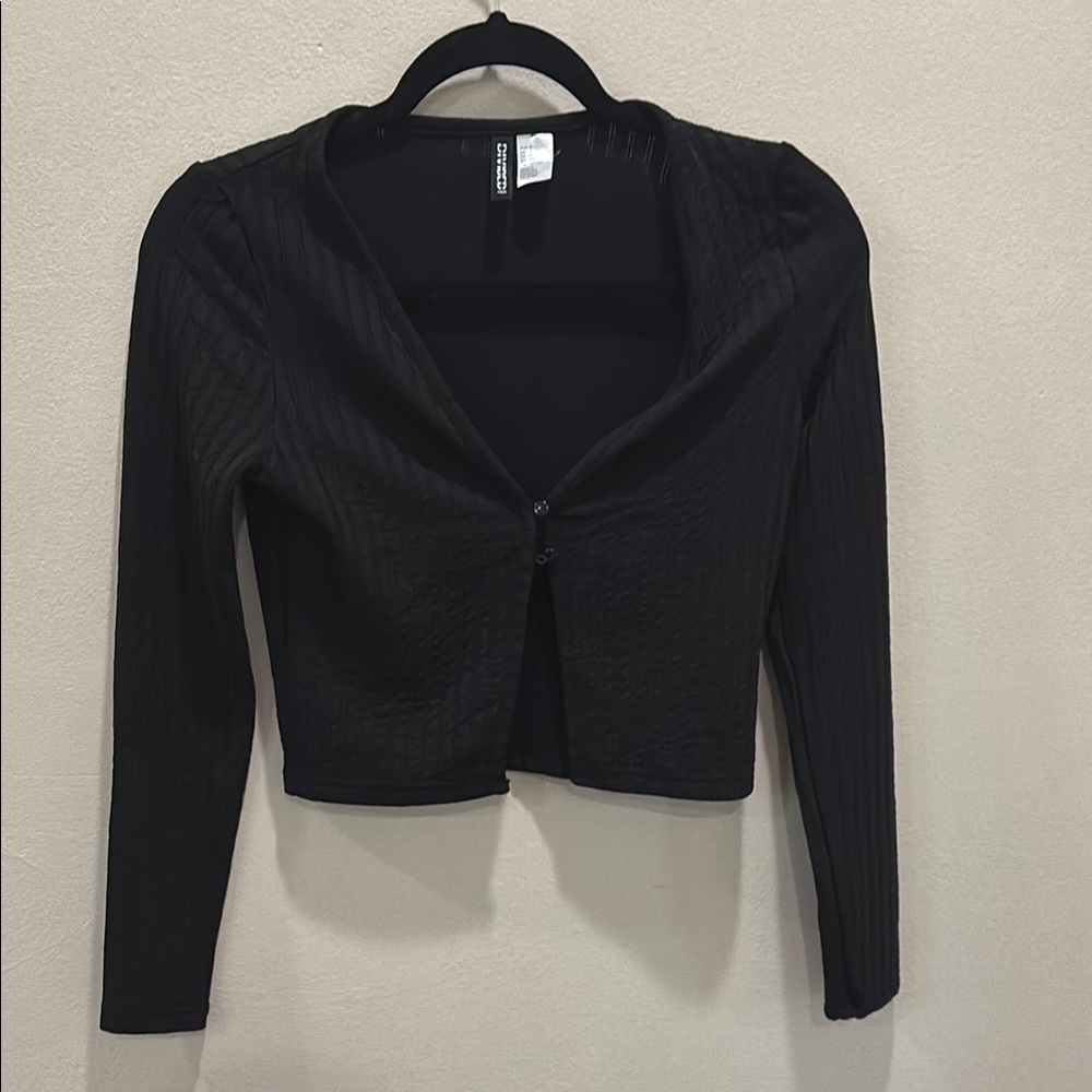 H&M Black Ribbed Cardigan Sweater | Women Small
